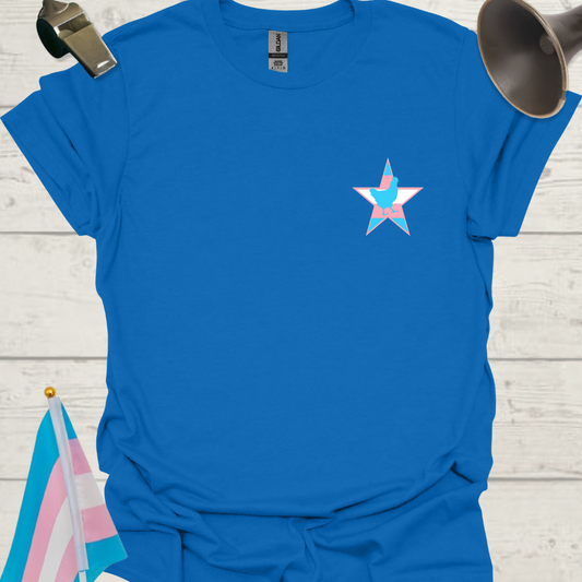 LGBTQ Transgender Pride Flag Colors, Cute Chicken in a Star T-Shirt