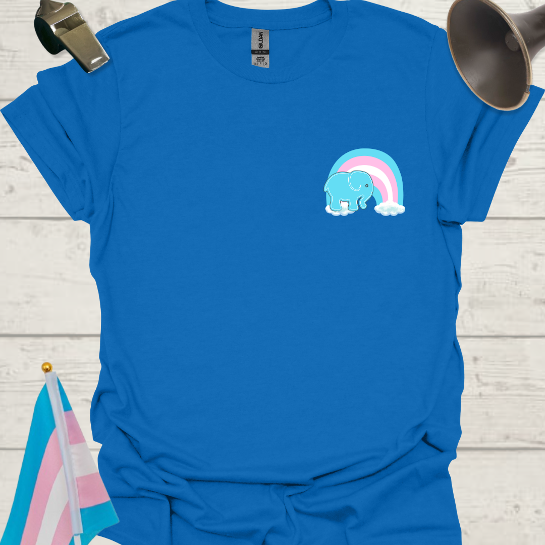 LGBTQ Transgender Pride Flag Colors, Rainbow, Blue Elephant T-Shirt
