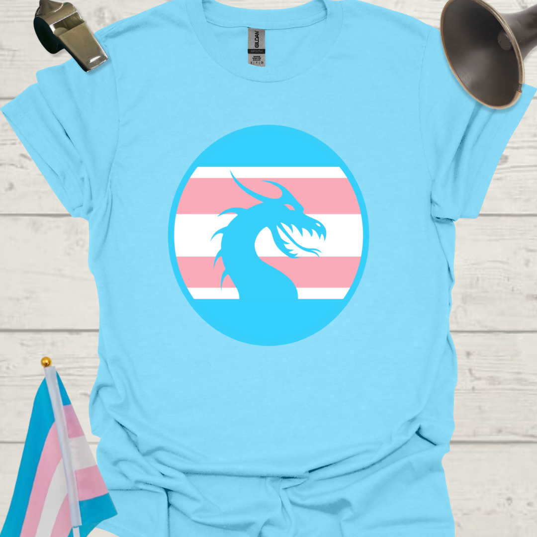 Transgender Pride Colors Sphere, Blue Dragon T-Shirt