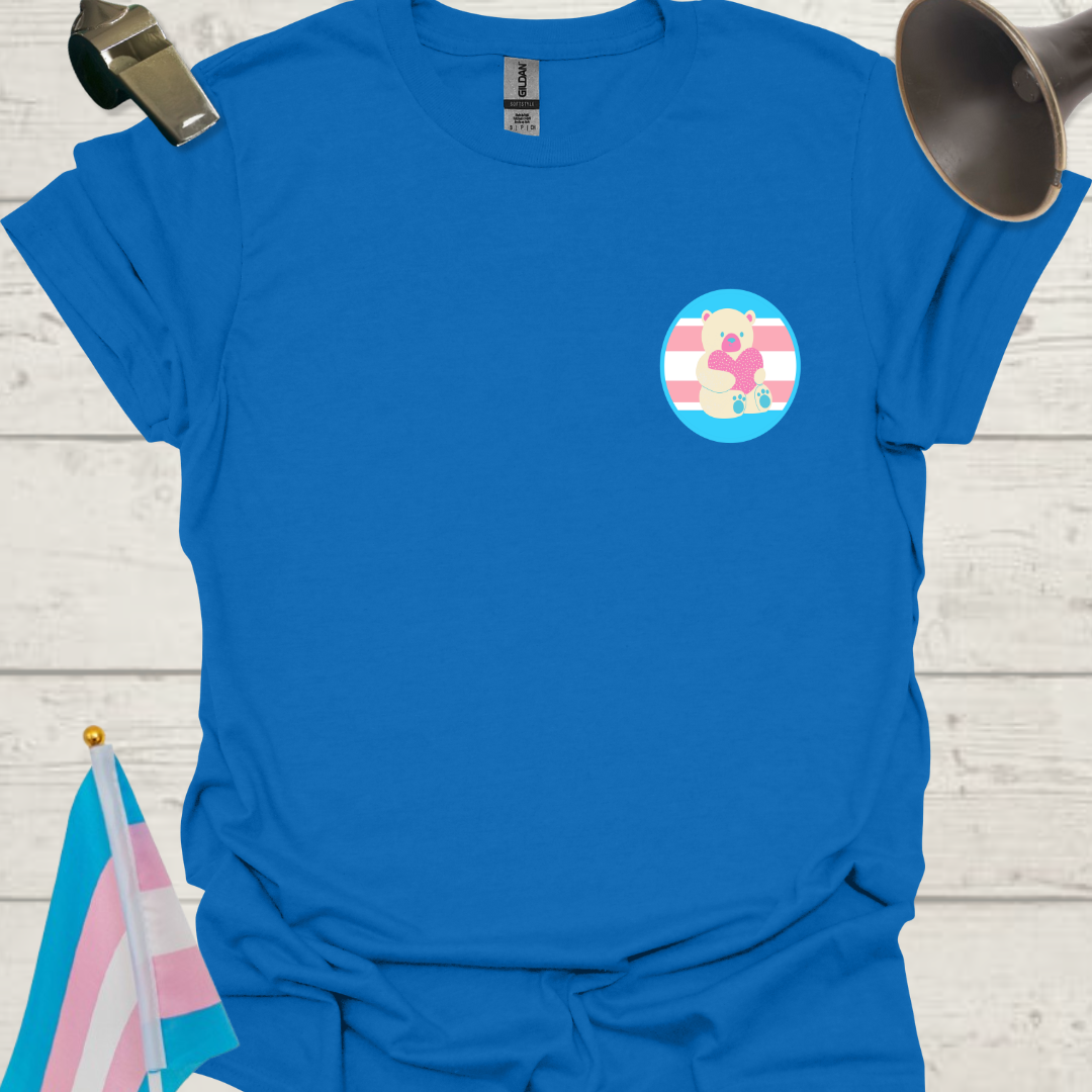 LGBTQ Transgender Pride Flag Colors, Sphere, and Cute Bear with Heart T-Shirt