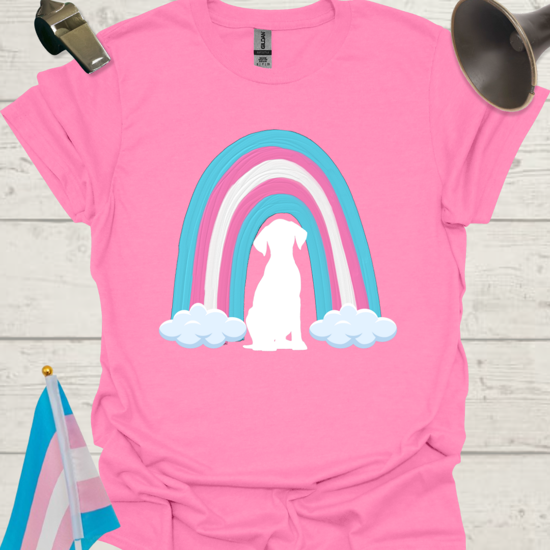 Transgender Pride Rainbow, White Dog T-Shirt