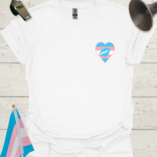LGBTQ Transgender Pride Flag Colors Heart, Blue Lips T-Shirt