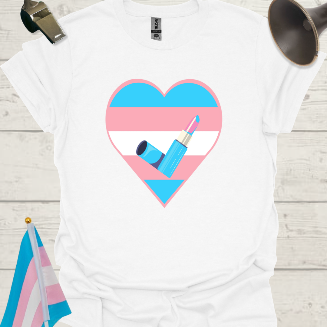 Transgender Pride, Heart, Lipstick T-Shirt