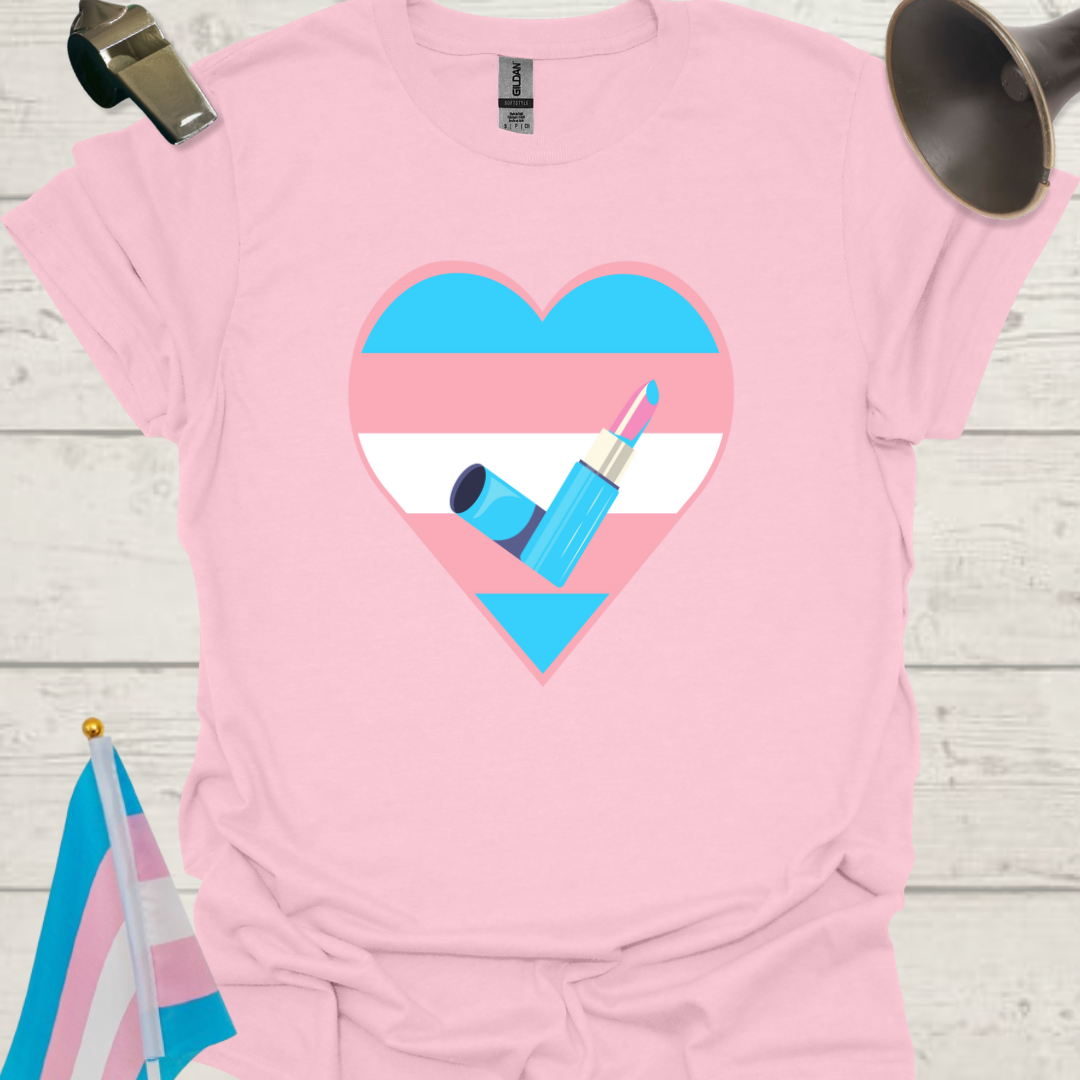 Transgender Pride, Heart, Lipstick T-Shirt