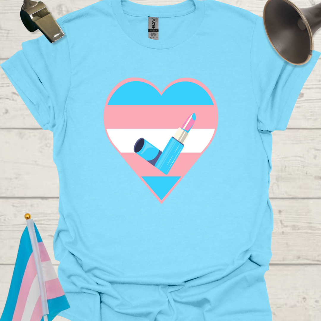 Transgender Pride, Heart, Lipstick T-Shirt