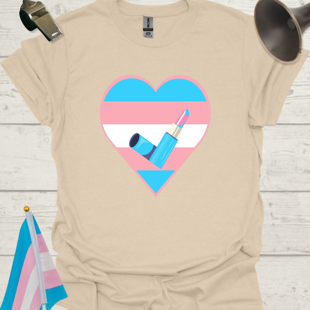 Transgender Pride, Heart, Lipstick T-Shirt