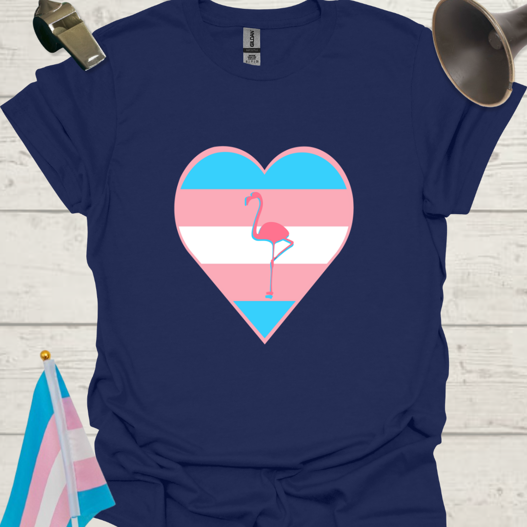 Transgender Pride, Heart, Pink Flamingo T-Shirt