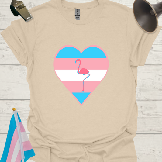 Transgender Pride, Heart, Pink Flamingo T-Shirt