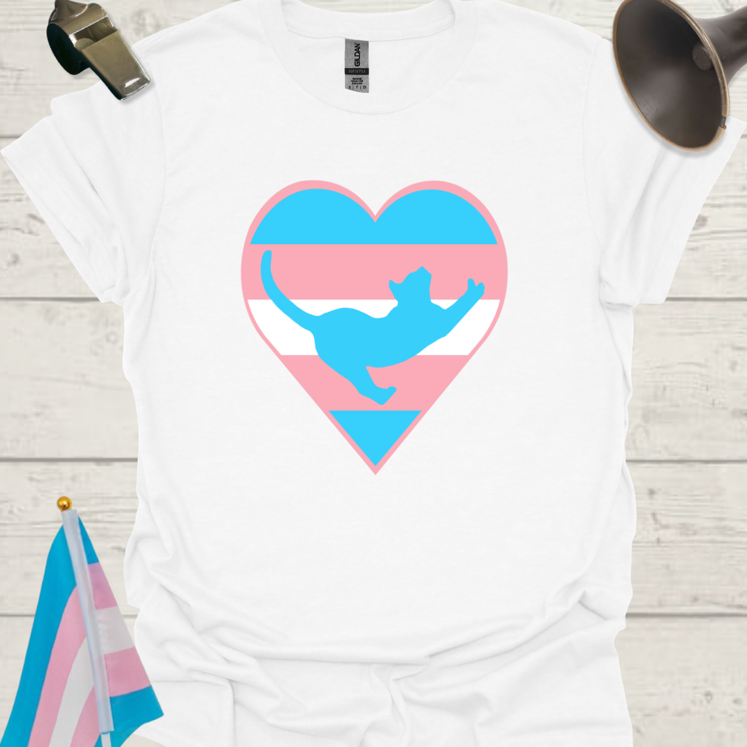 Transgender Pride, Heart, Cute Cat T-Shirt