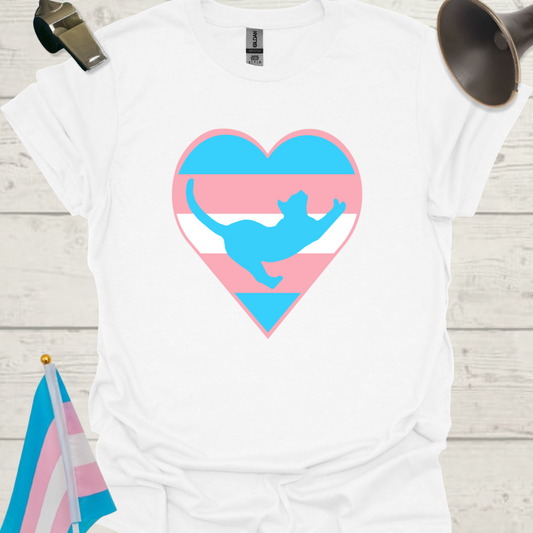 Transgender Pride, Heart, Cute Cat T-Shirt