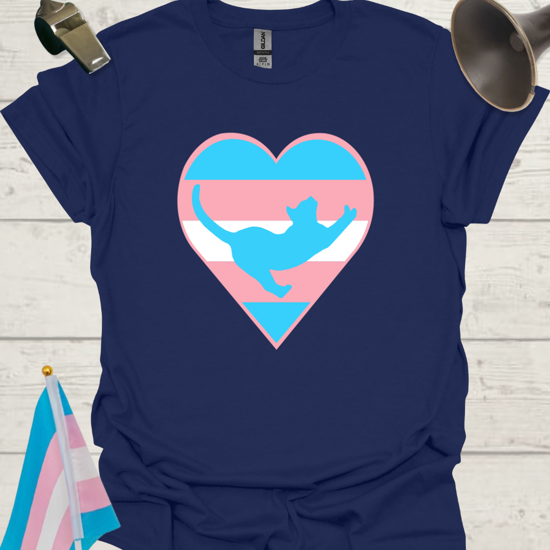 Transgender Pride, Heart, Cute Cat T-Shirt