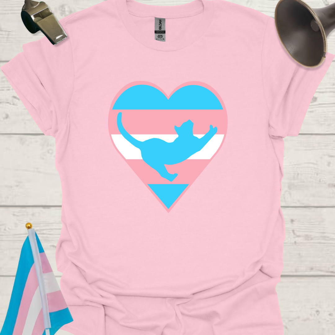 Transgender Pride, Heart, Cute Cat T-Shirt