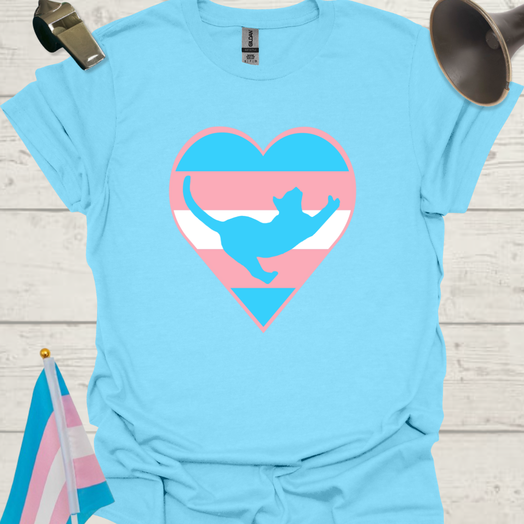 Transgender Pride, Heart, Cute Cat T-Shirt
