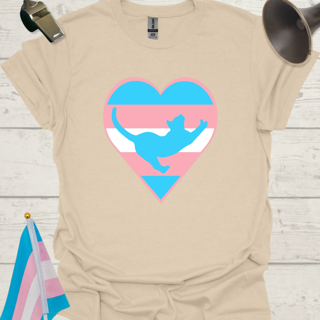 Transgender Pride, Heart, Cute Cat T-Shirt