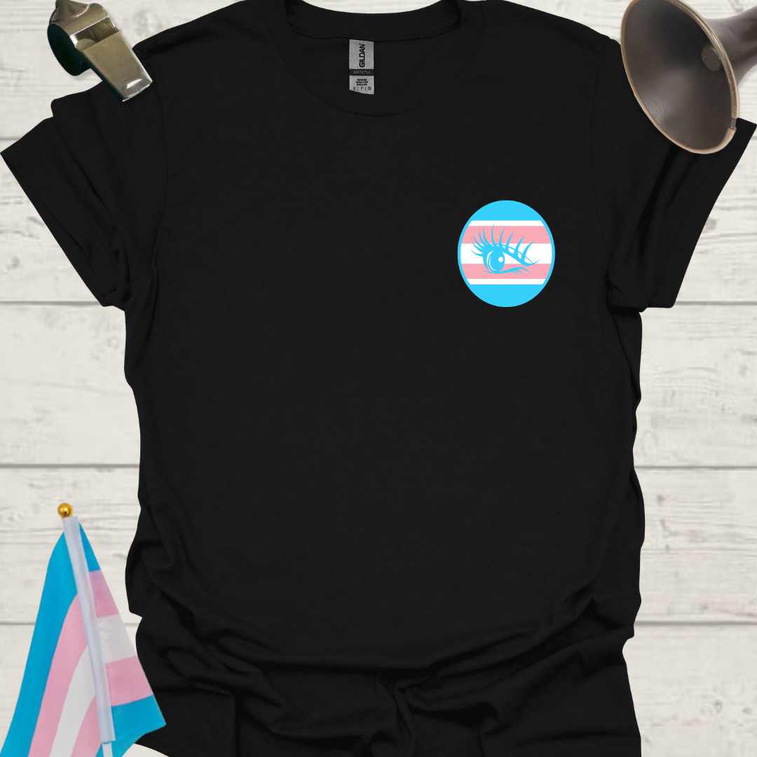 LGBTQ Transgender Pride Flag Colors, Sphere, and Blue Eye T-Shirt