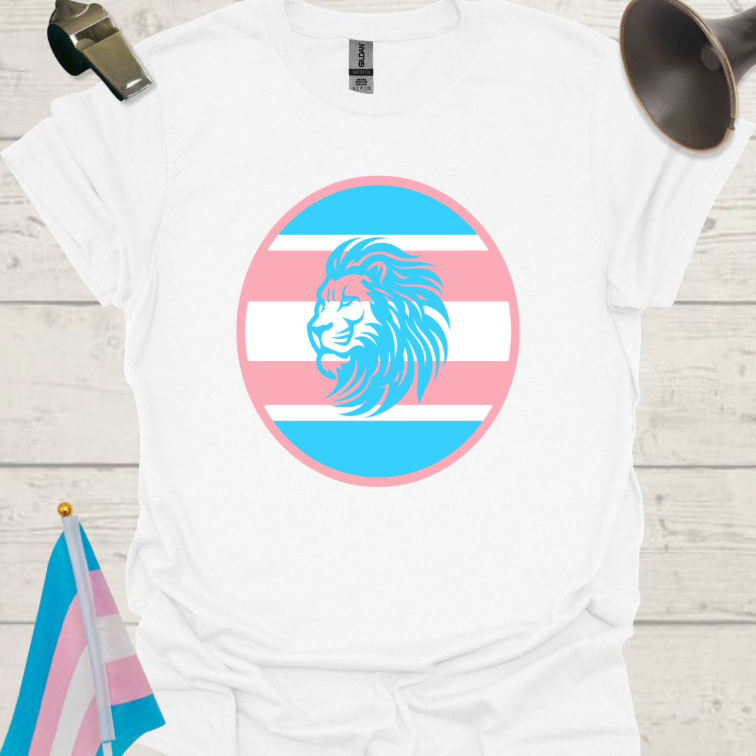 Transgender Pride Colors Sphere, Blue Lion T-Shirt