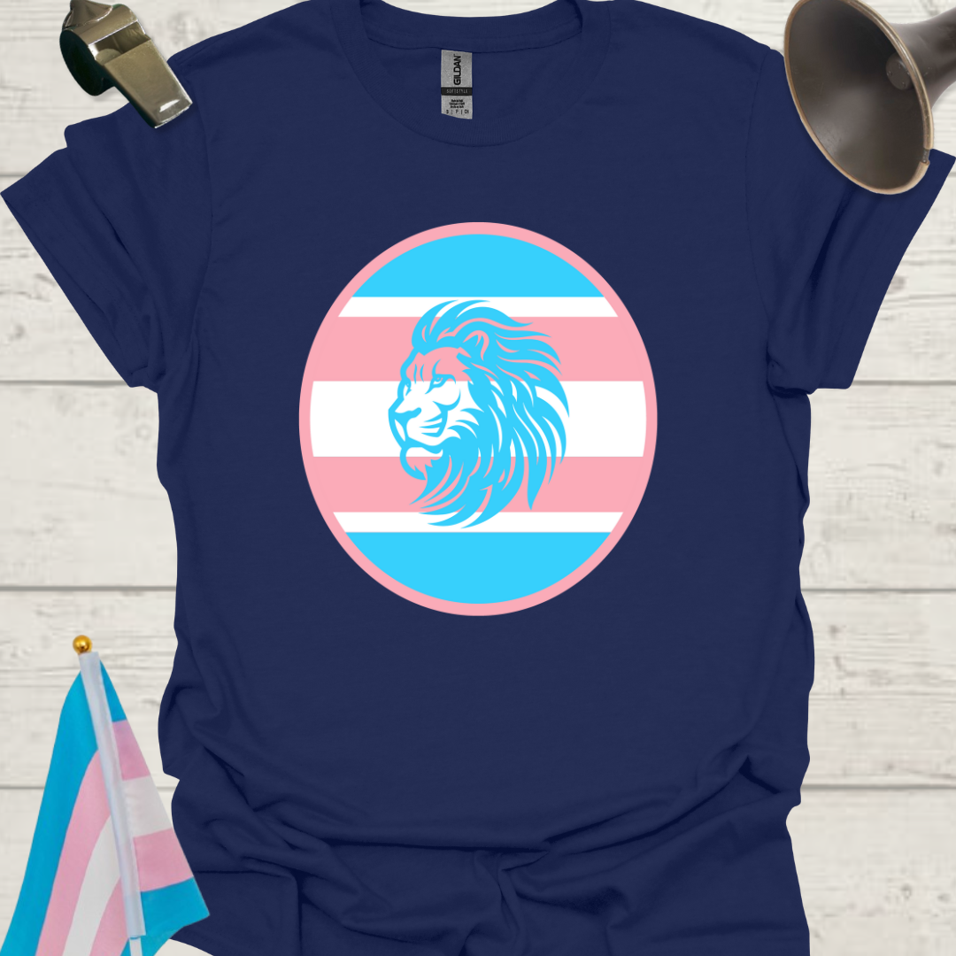 Transgender Pride Colors Sphere, Blue Lion T-Shirt