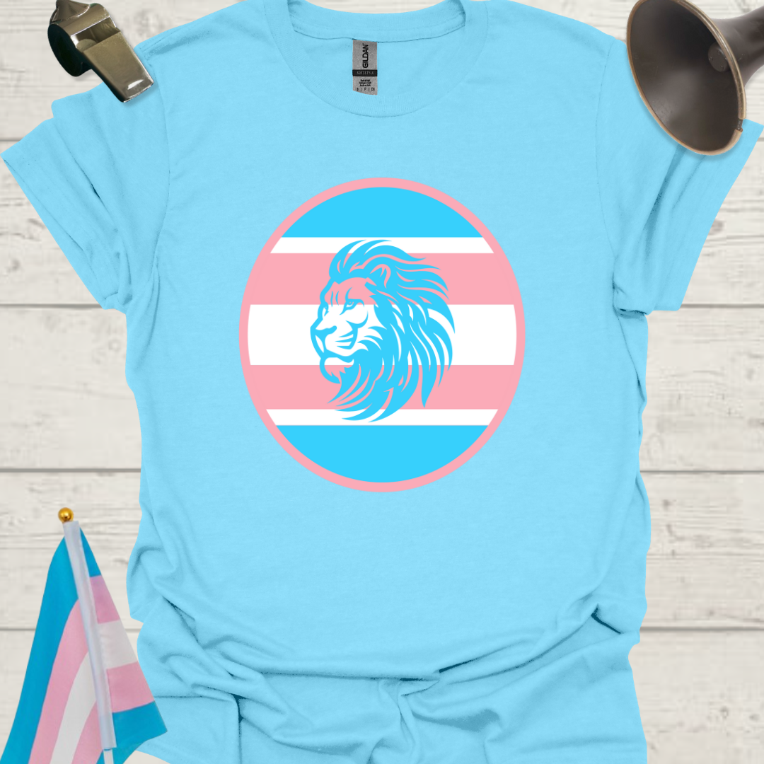 Transgender Pride Colors Sphere, Blue Lion T-Shirt
