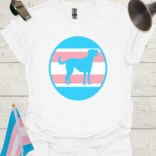 Transgender Pride Colors Sphere, Blue Dog T-Shirt