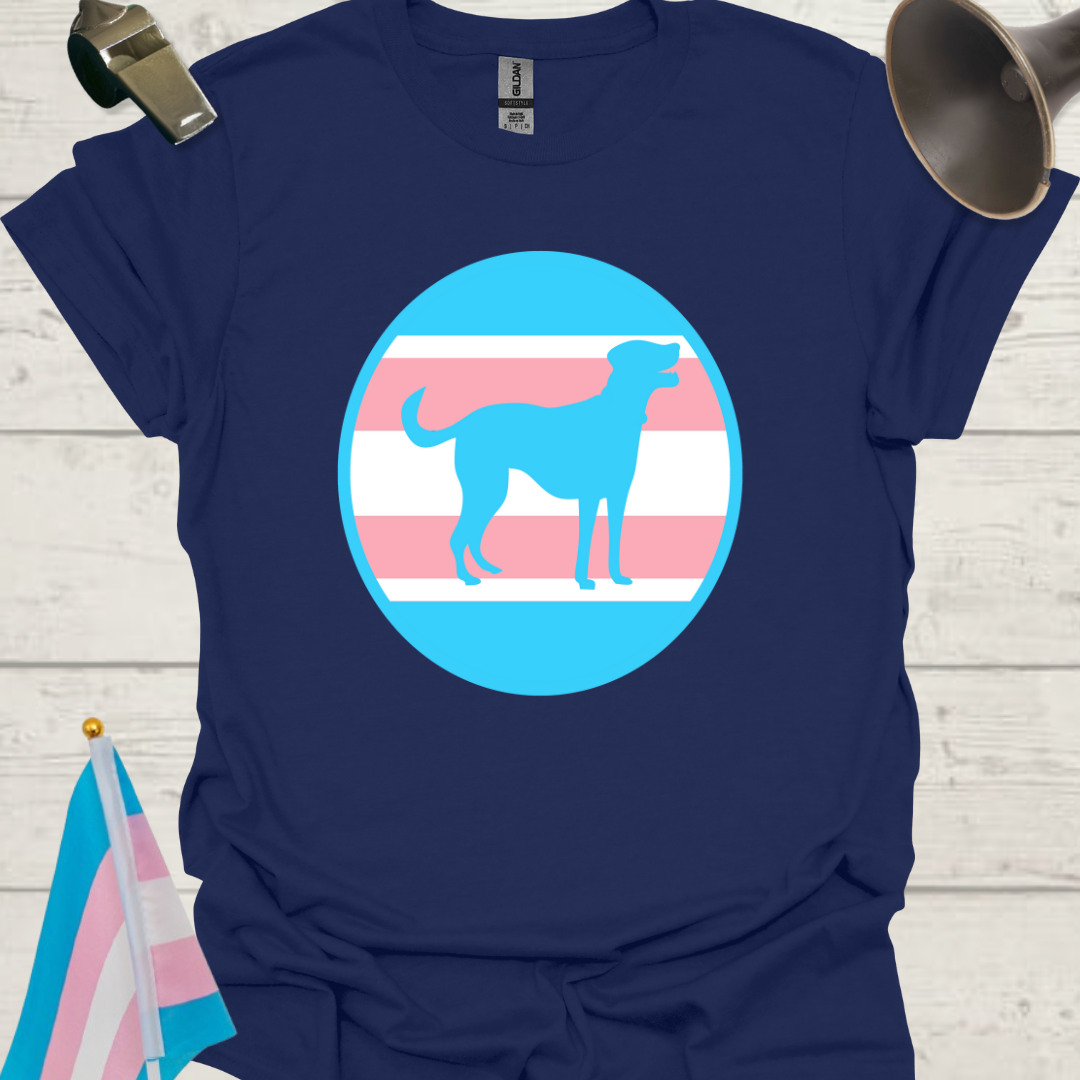 Transgender Pride Colors Sphere, Blue Dog T-Shirt