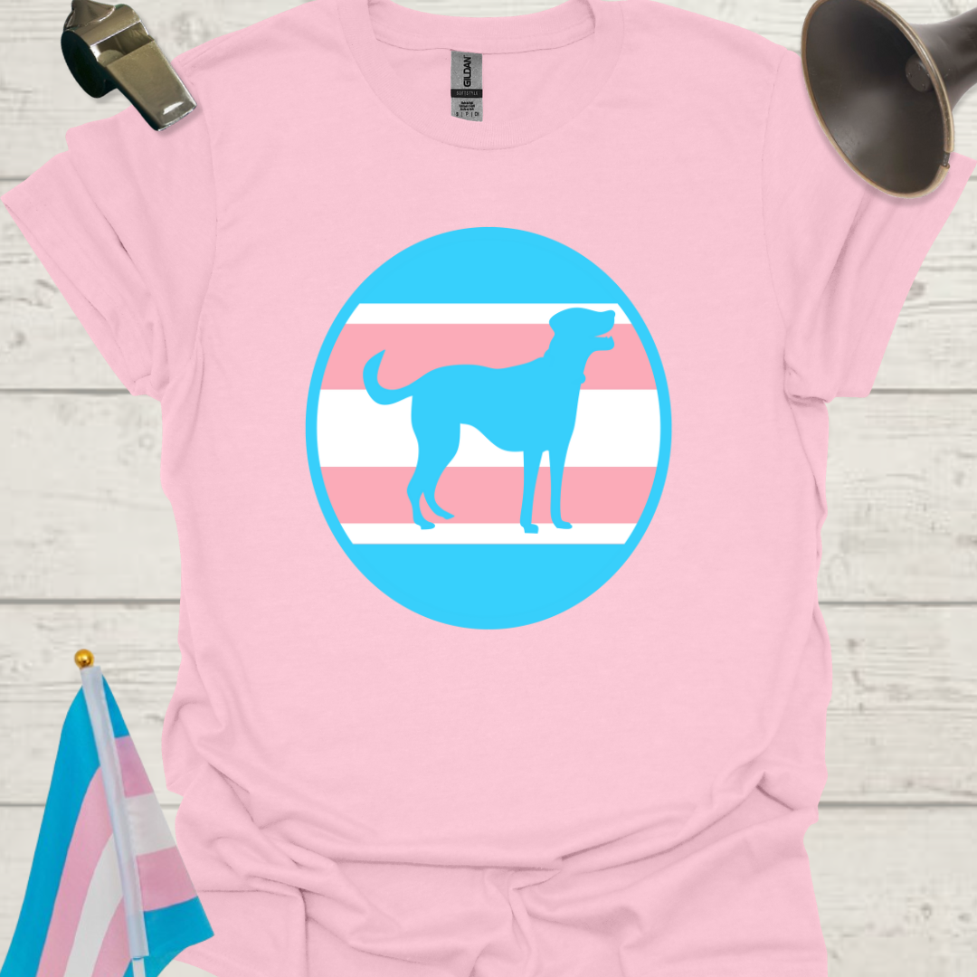 Transgender Pride Colors Sphere, Blue Dog T-Shirt