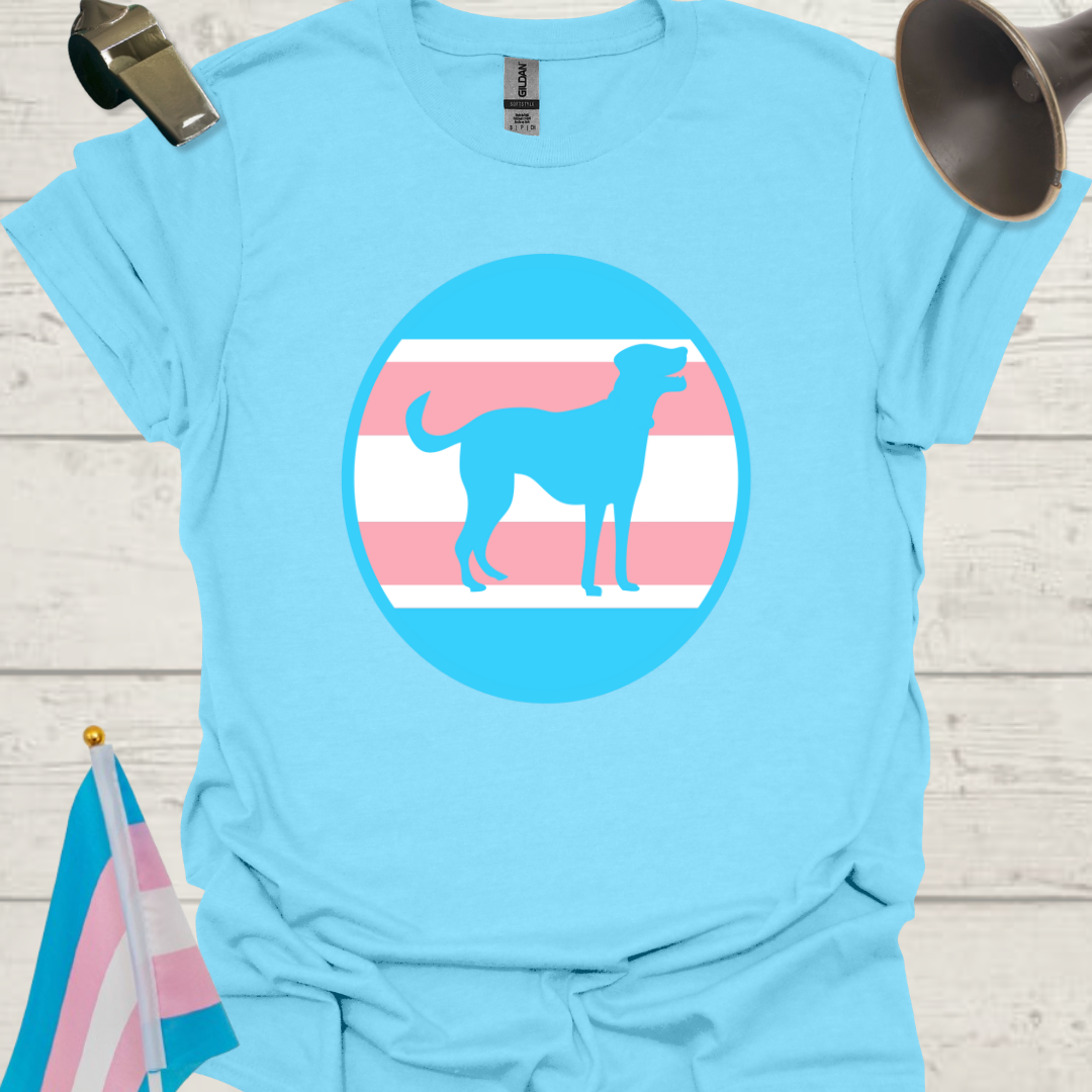 Transgender Pride Colors Sphere, Blue Dog T-Shirt