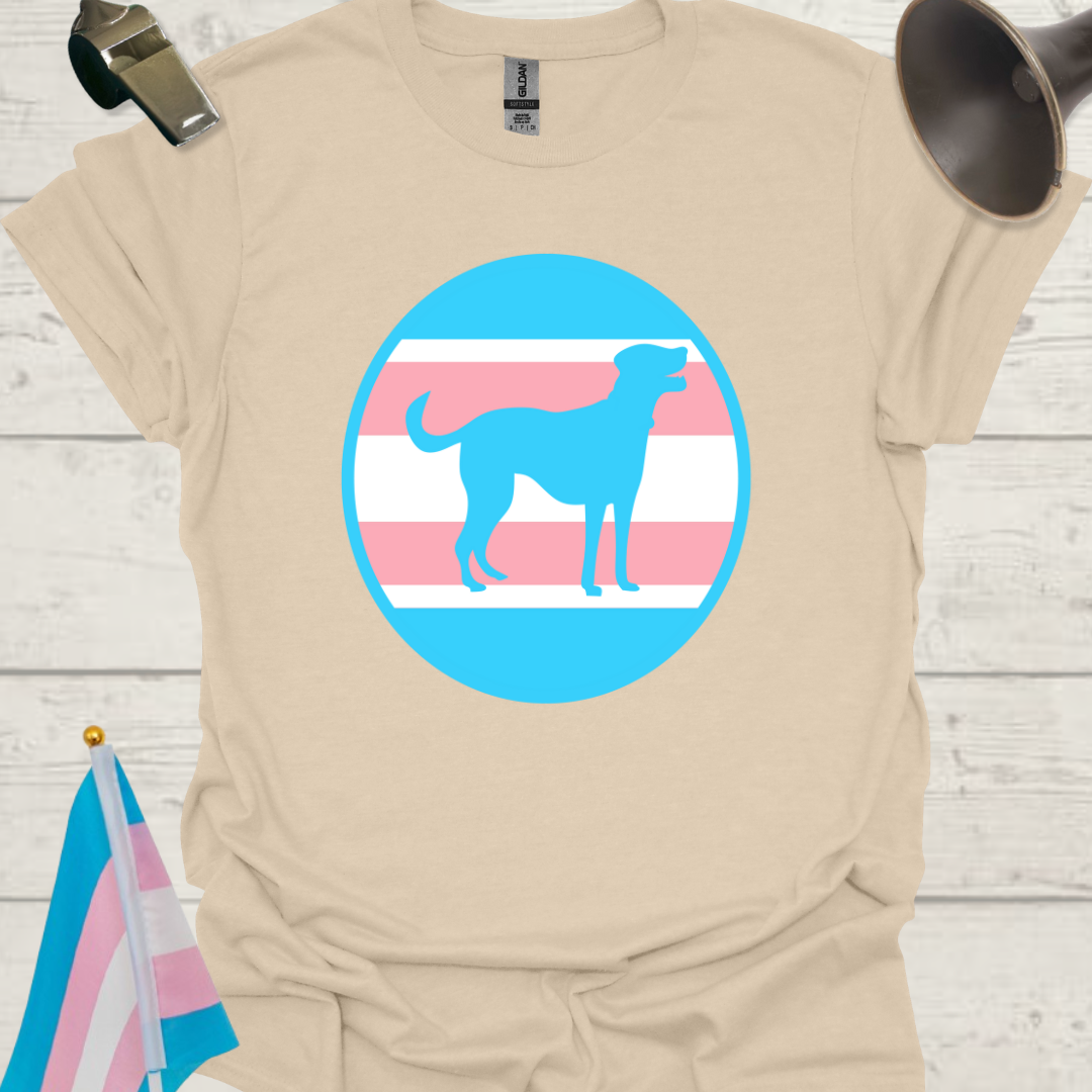 Transgender Pride Colors Sphere, Blue Dog T-Shirt