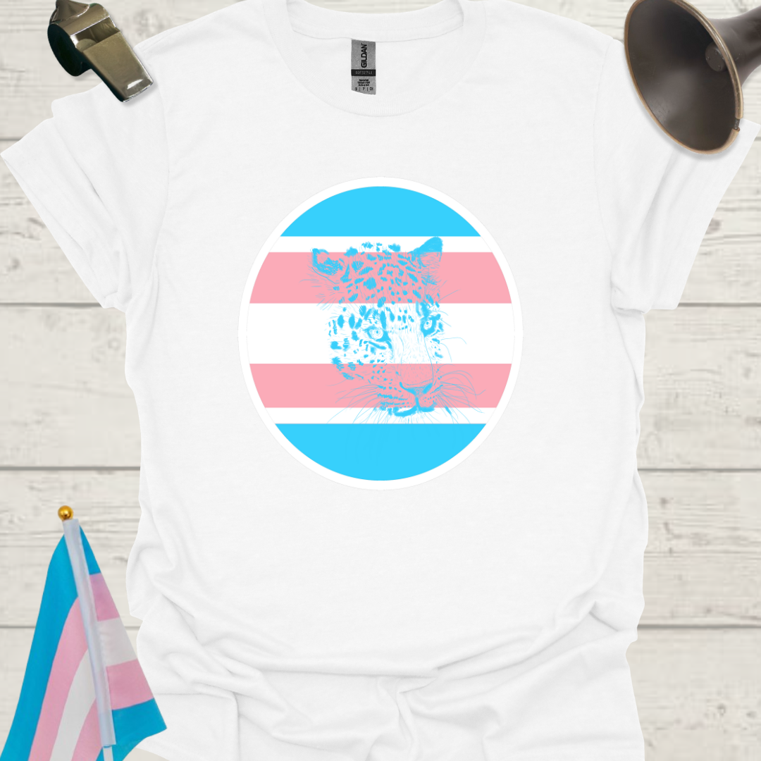 Transgender Pride Colors Sphere, Cute Leopard T-Shirt