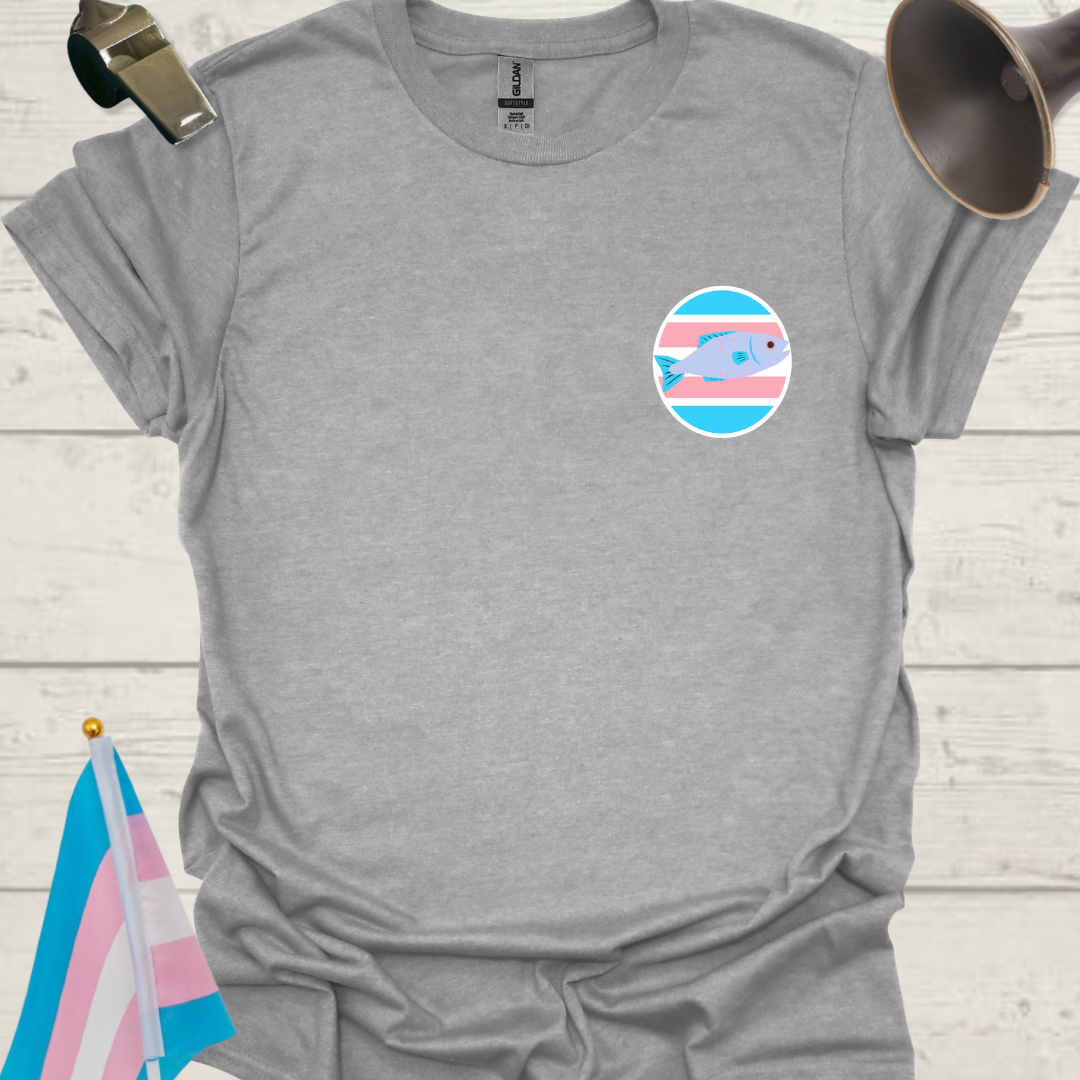 LGBTQ Transgender Pride Flag Colors, Sphere, and Cute Fish T-Shirt