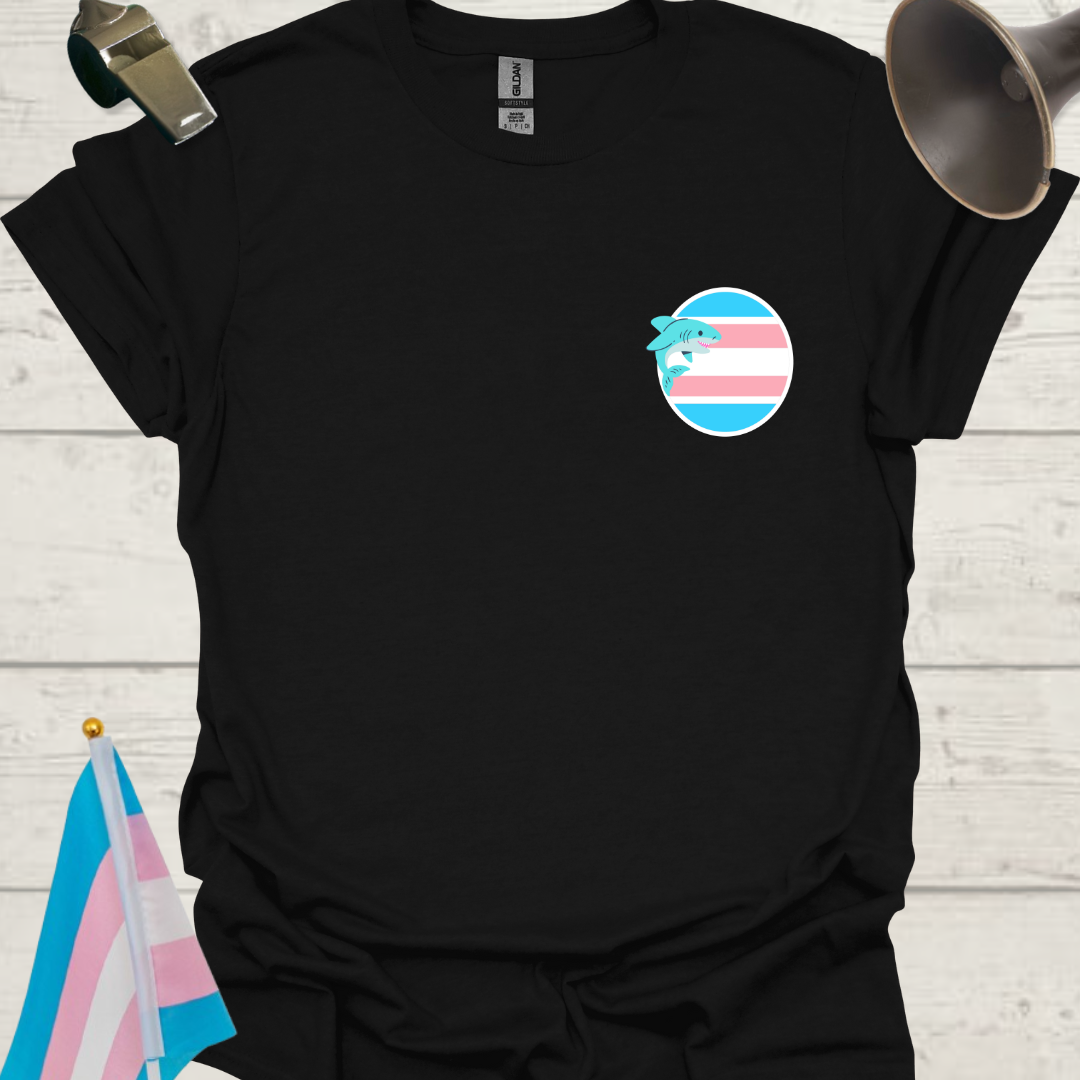 LGBTQ Transgender Pride Flag Colors, Sphere, and Cute Shark T-Shirt