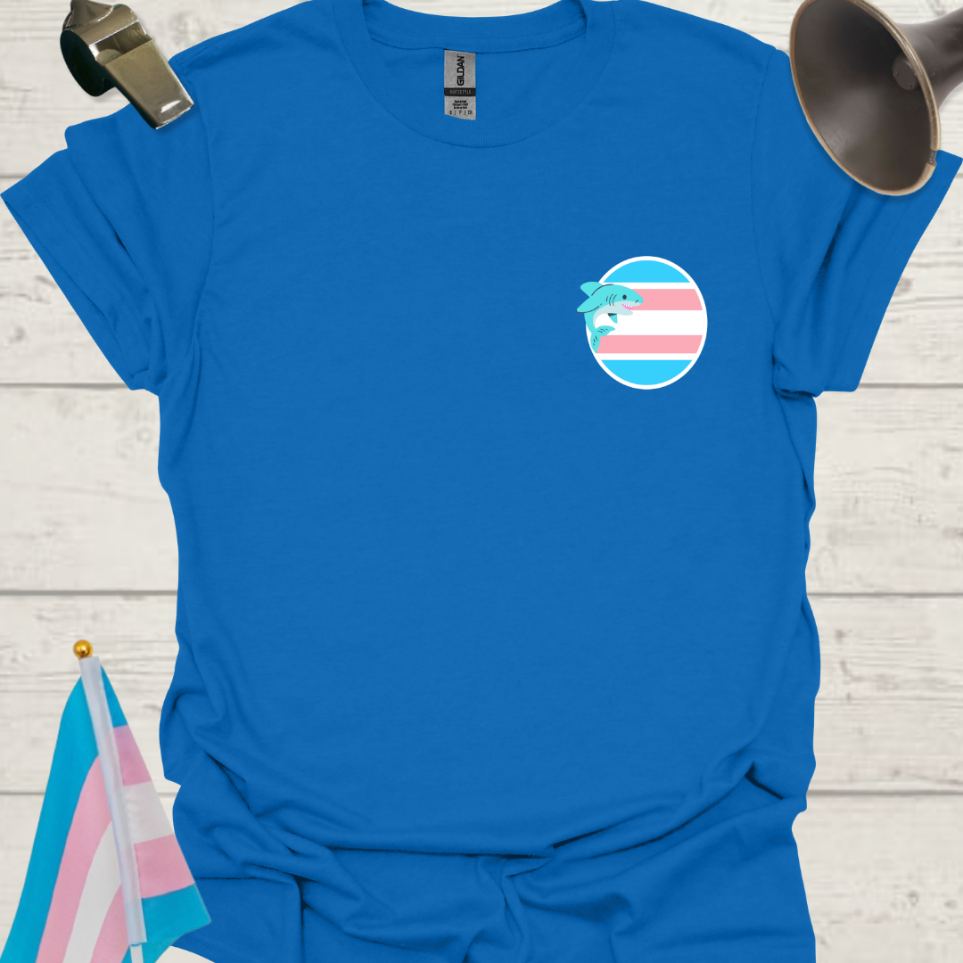 LGBTQ Transgender Pride Flag Colors, Sphere, and Cute Shark T-Shirt