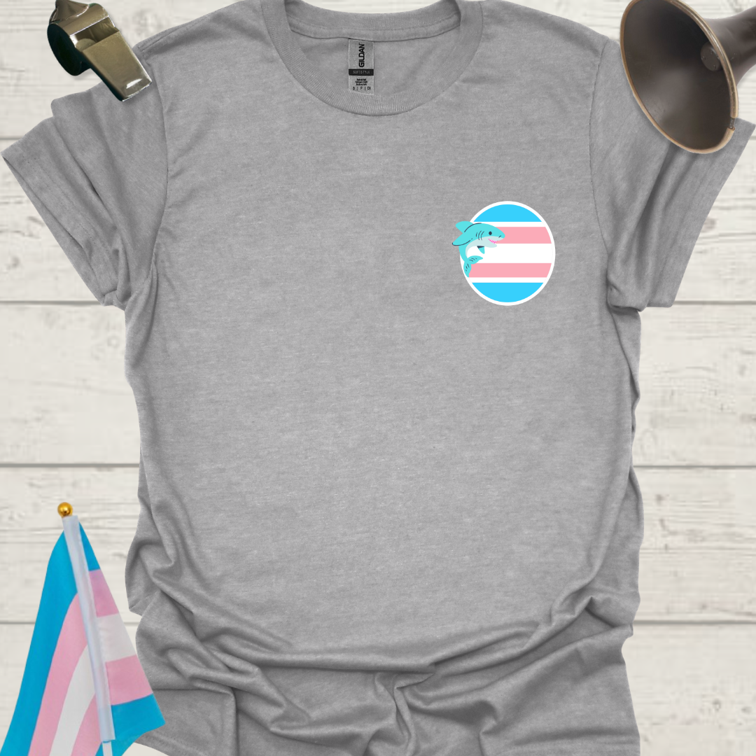 LGBTQ Transgender Pride Flag Colors, Sphere, and Cute Shark T-Shirt