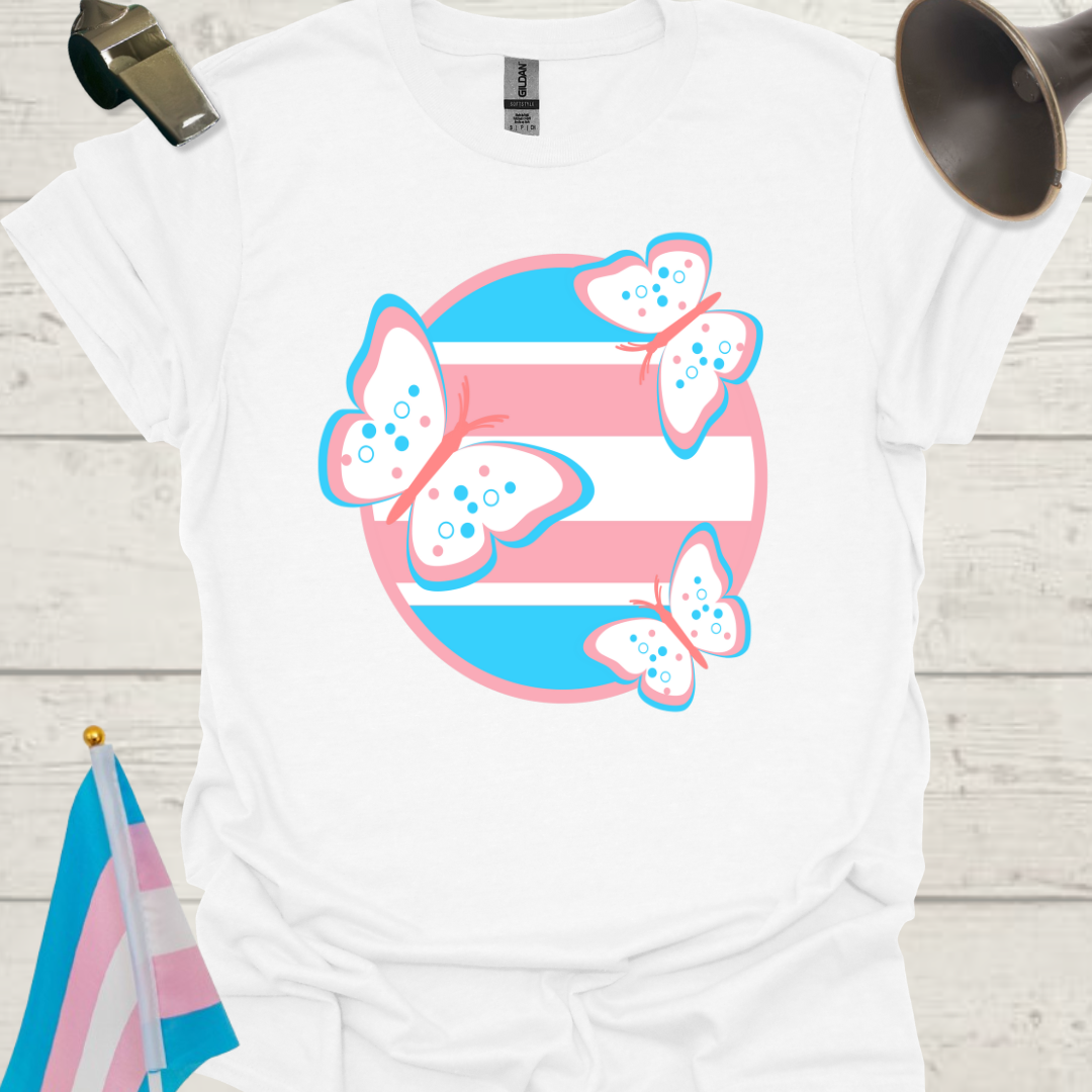 Transgender Pride Colors Sphere, Butterflies T-Shirt