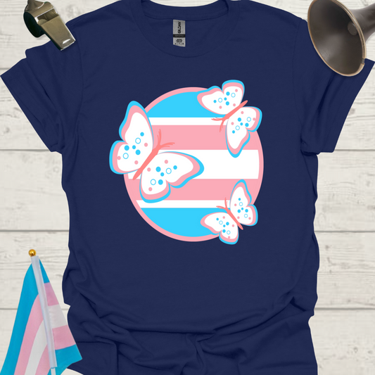 Transgender Pride Colors Sphere, Butterflies T-Shirt