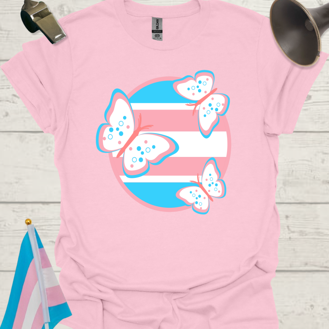 Transgender Pride Colors Sphere, Butterflies T-Shirt