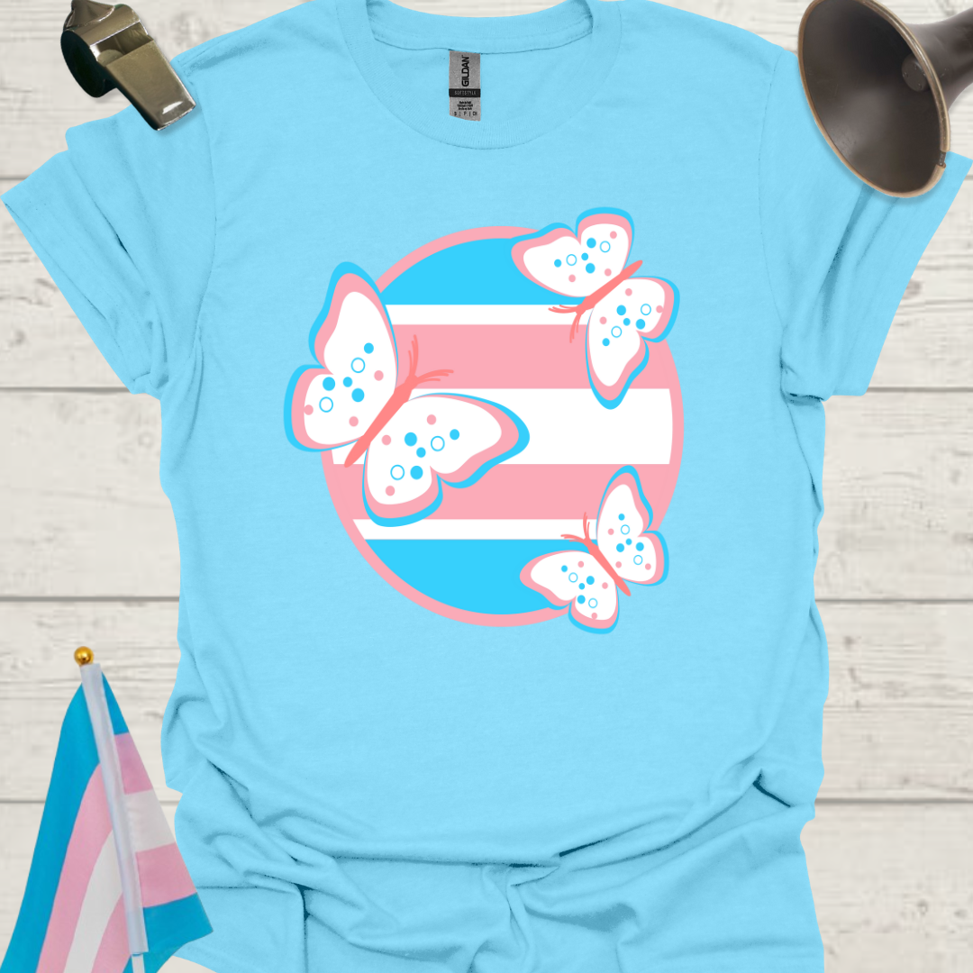 Transgender Pride Colors Sphere, Butterflies T-Shirt