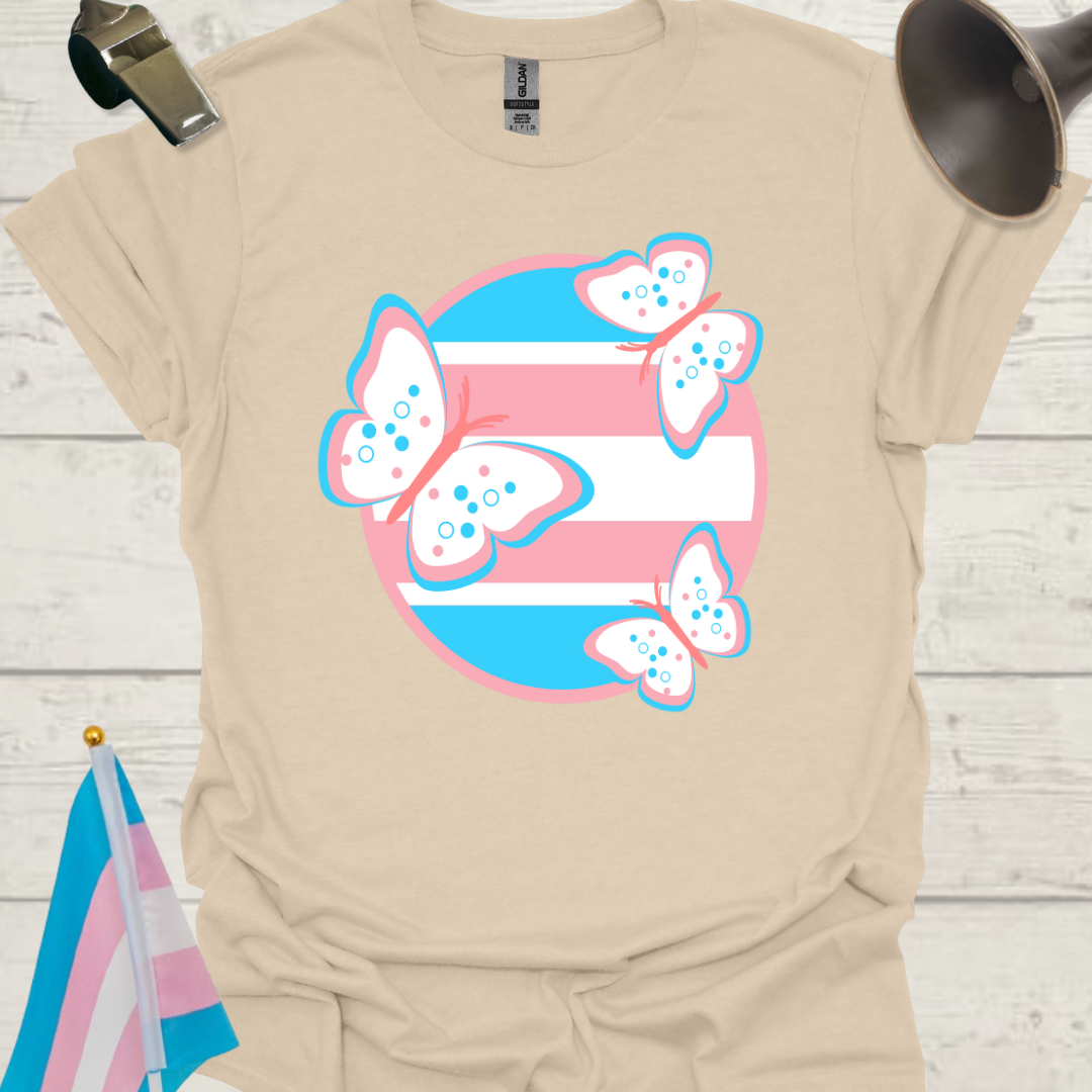 Transgender Pride Colors Sphere, Butterflies T-Shirt