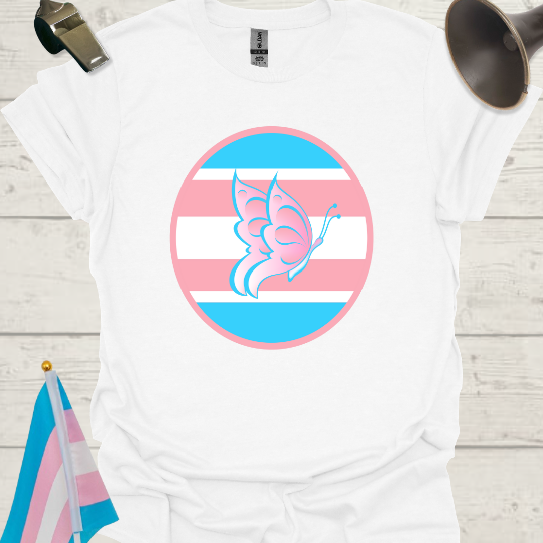 Transgender Pride Colors Sphere, Butterfly T-Shirt