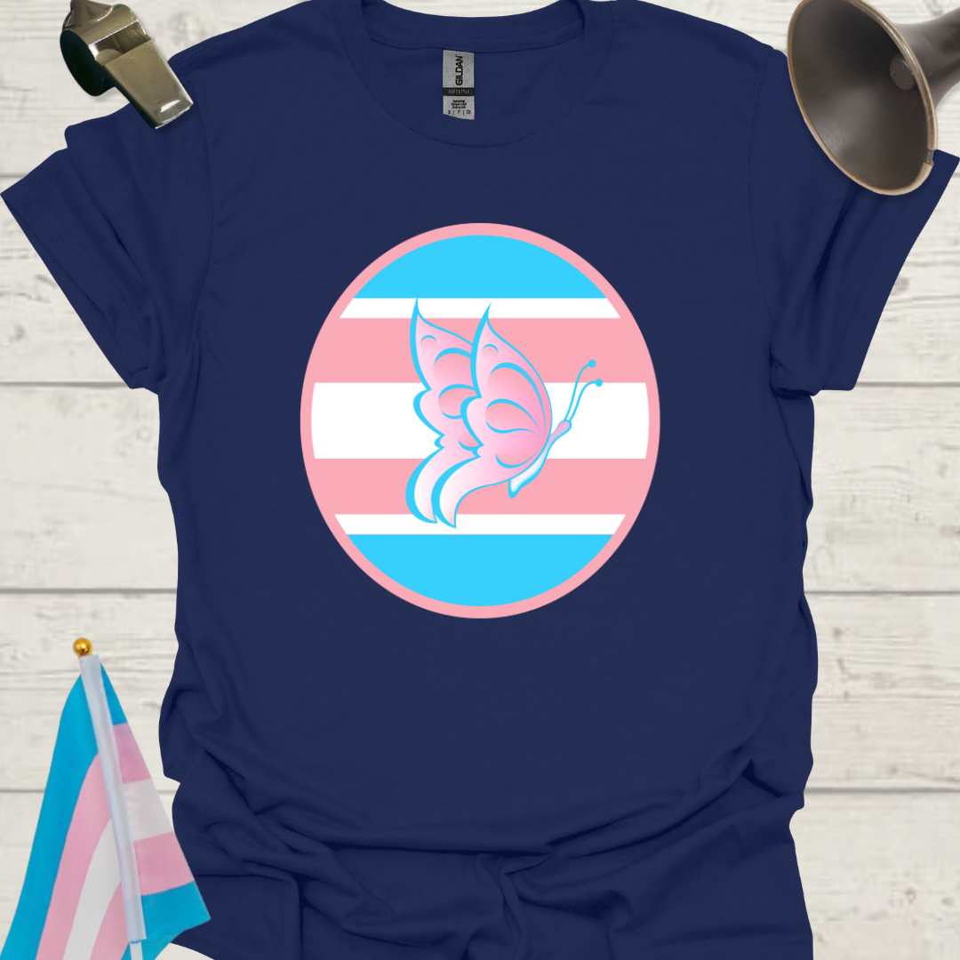 Transgender Pride Colors Sphere, Butterfly T-Shirt