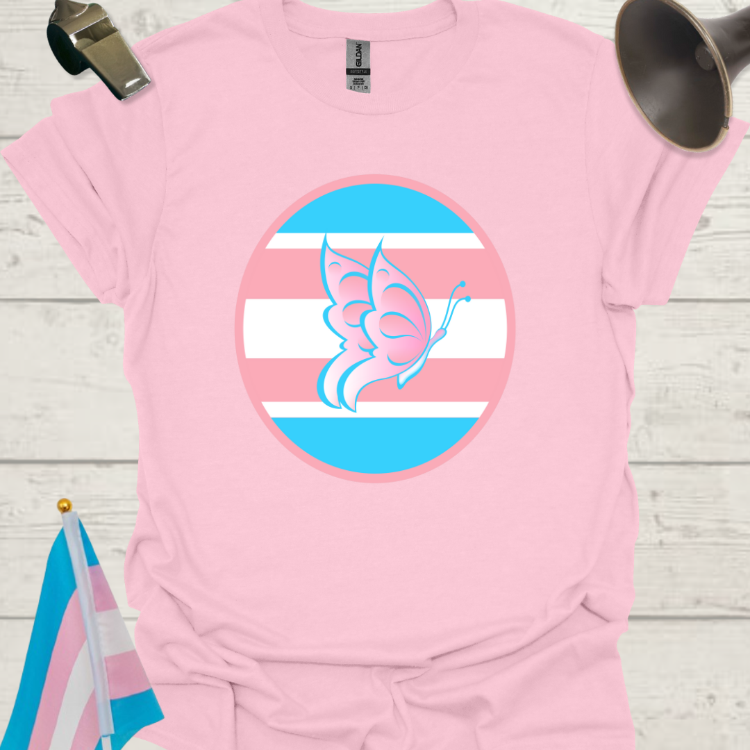Transgender Pride Colors Sphere, Butterfly T-Shirt