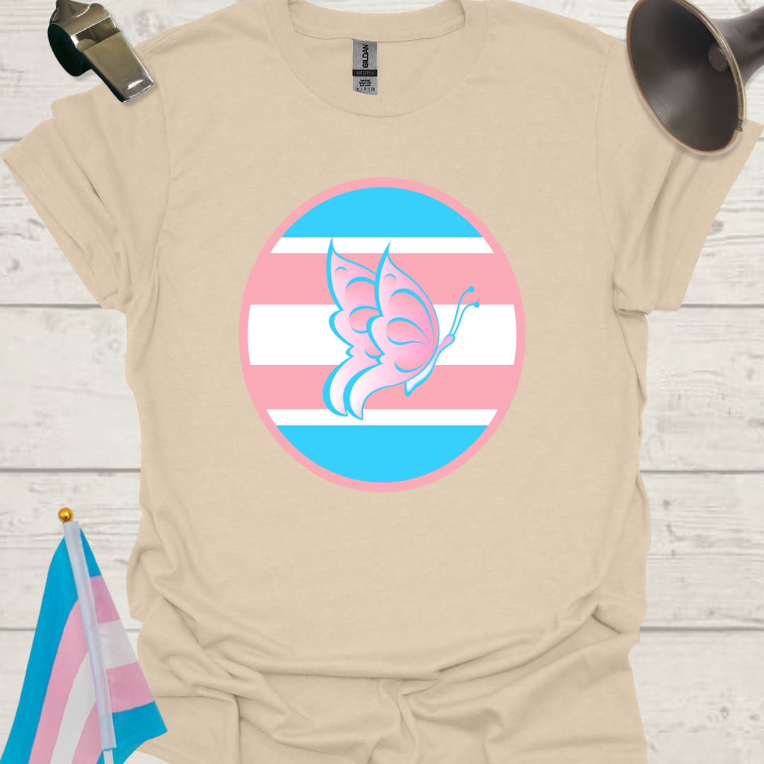 Transgender Pride Colors Sphere, Butterfly T-Shirt