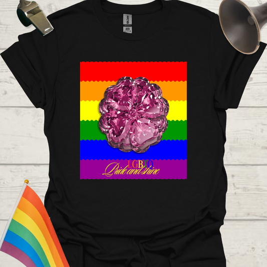 LGBTQ Flag Ripples - Pride and Shine Purple Floral Gem T-Shirt
