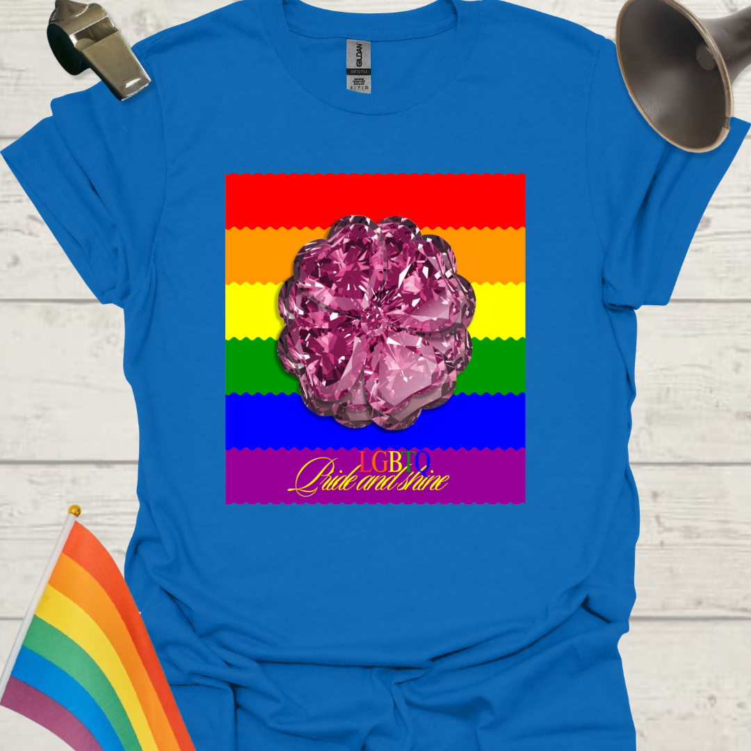 LGBTQ Flag Ripples - Pride and Shine Purple Floral Gem T-Shirt