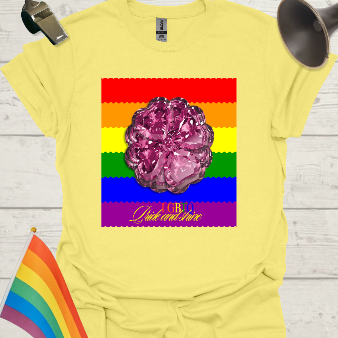 LGBTQ Flag Ripples - Pride and Shine Purple Floral Gem T-Shirt