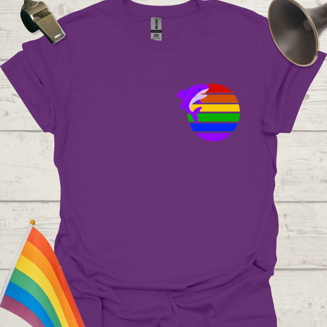 LGBTQ Pride Rainbow Stripes in a Sphere, Cute Shark T-shirt