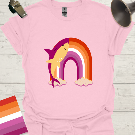 Lesbian Pride Flag Rainbow Cute Shark T-Shirt