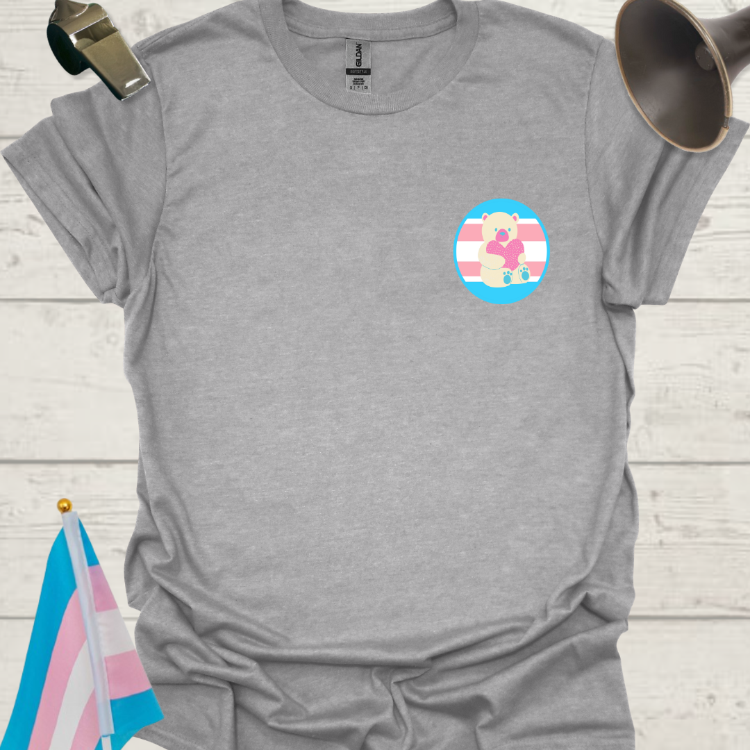 LGBTQ Transgender Pride Flag Colors, Sphere, and Cute Bear with Heart T-Shirt
