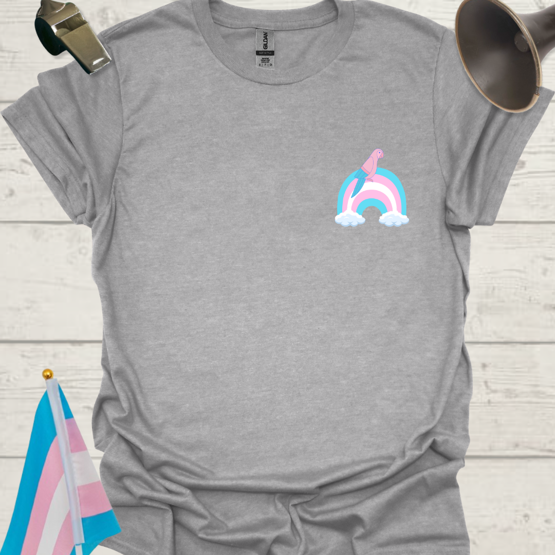 LGBTQ Transgender Pride Flag Colors, Rainbow, Cute Parrot T-Shirt