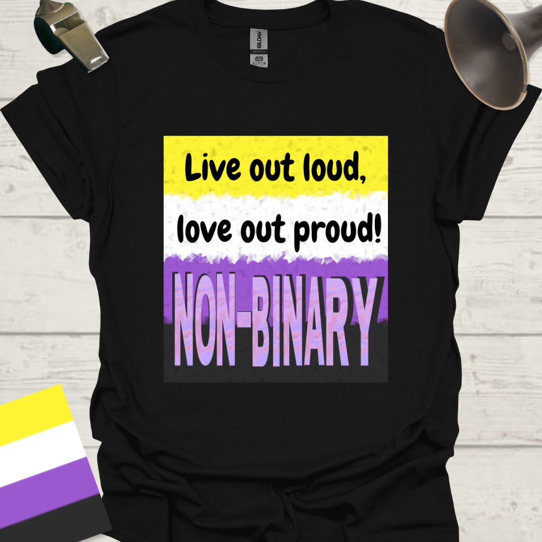 Unisex T-Shirt Live out proud, love out loud! Non-Binary Cubism Flag Design