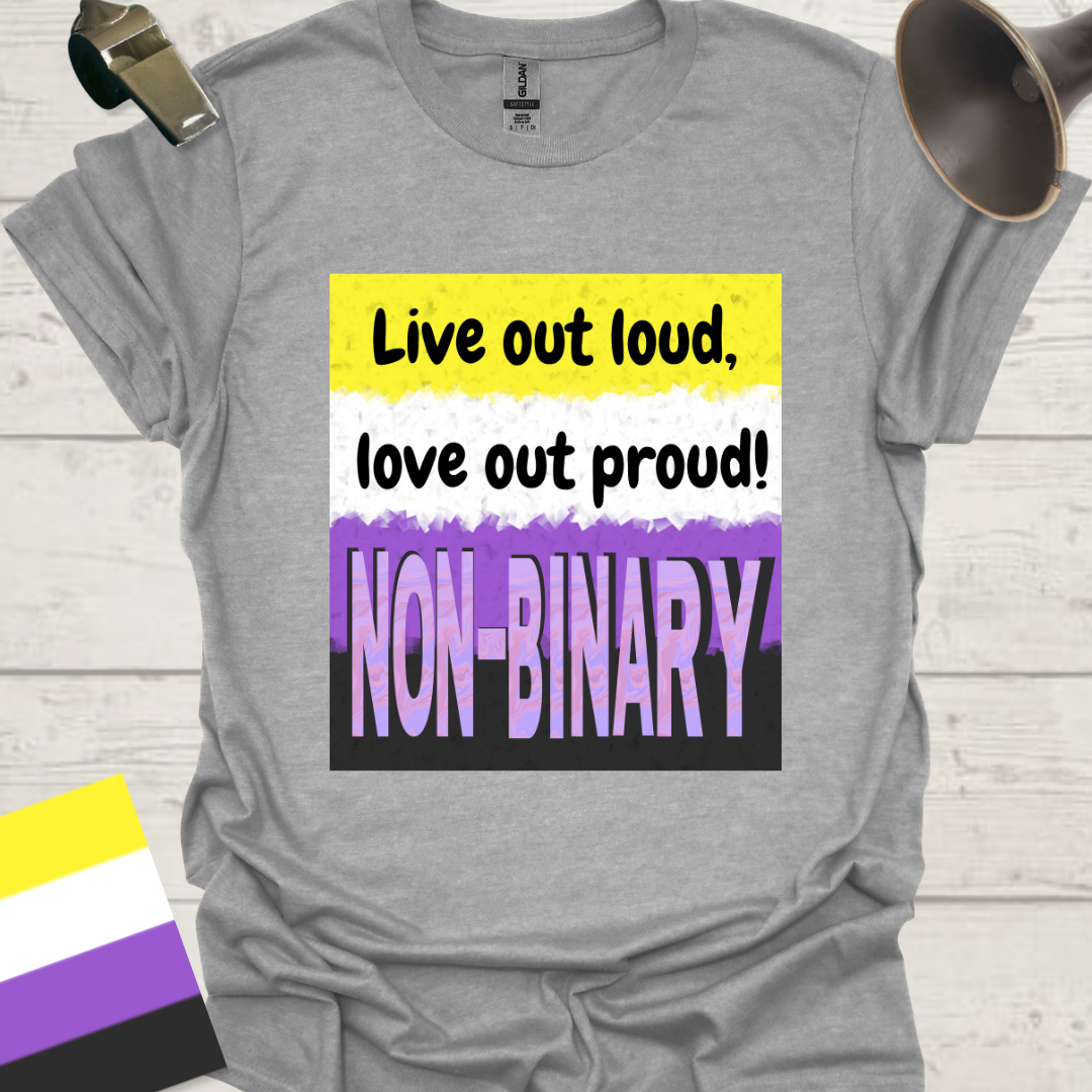 Unisex T-Shirt Live out proud, love out loud! Non-Binary Cubism Flag Design